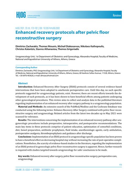 (PDF) Enhanced recovery protocols after pelvic floor reconstructive surgery