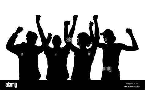 Silhouette of cheering people Stock Photo - Alamy