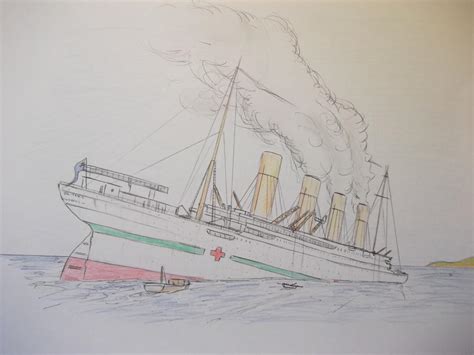 HMHS Britannic - sinking by MJBTB-3 on DeviantArt