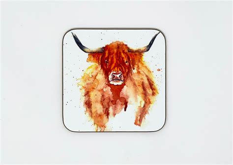 Hamish the Highland Cow Coaster - Etsy