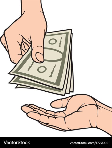 Hands giving and receiving money Royalty Free Vector Image