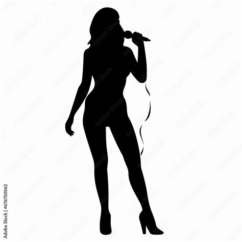 Singer black icon on white background. Female singer silhouette Stock ...