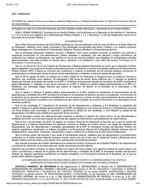 DOF - Diario Oficial de la Federación - DOF: 05/09/ ACUERDO que reforma el diverso por el que se ...