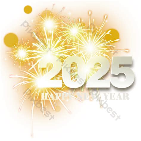 Fireworks Font 2025 New Year Colorful Golden Firework PNG Images | PSD ...