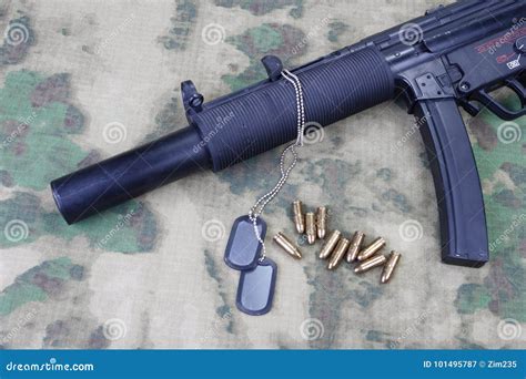 Submachine Gun MP5 with Silencer Stock Image - Image of silencer ...