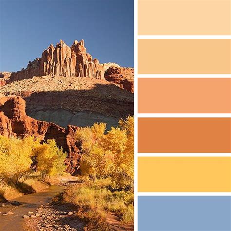 Color palette based on this photo of the desert landscape. This time, the stone formation called ...