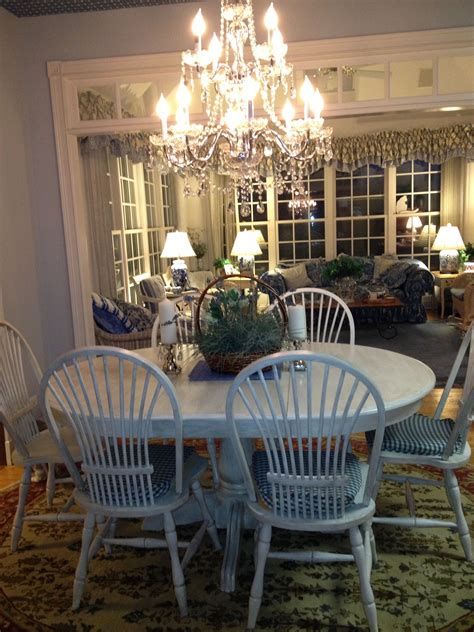 Country French Blue and White Dining Room Decor