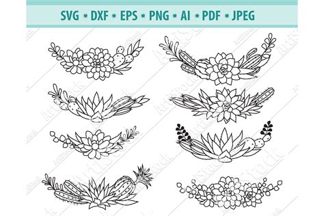 Cactus Borders SVG, Cactus Frame Png, Succulents Dxf, Eps (660708) | Cut Files | Design Bundles