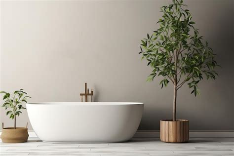 Premium Photo | Bathroom with plants and bathtub