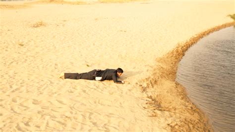 Businessman Crawling In Desert Reaching Water Success Concept Stock Footage Video 4540214 ...