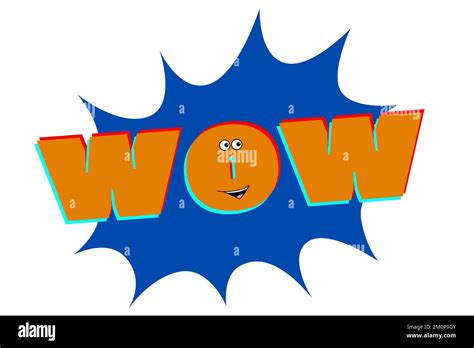 WOW expression with a happy cartoon face Stock Photo - Alamy