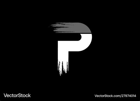 Black background black and white letter p grunge Vector Image