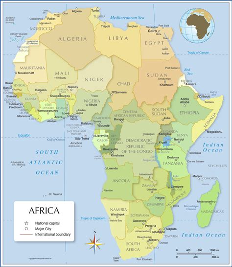 4 Free Political Map Of Africa With Country Names In PDF