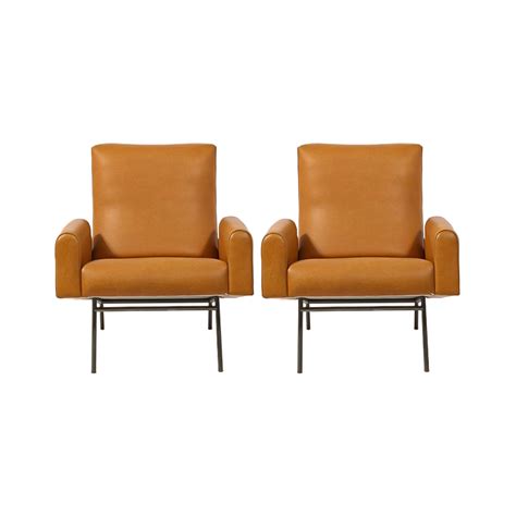 Louis Paolozzi, Zol Vintage Italian Mid-Century Modern Leather Sloped Armchairs Available For ...
