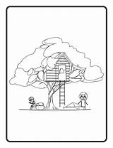 Treehouse Coloring Page sketch template