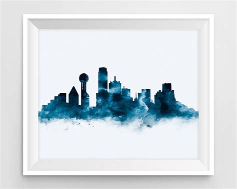 Dallas Print, Dallas Skyline, Dallas Art, Watercolor, Printable, Dallas ...