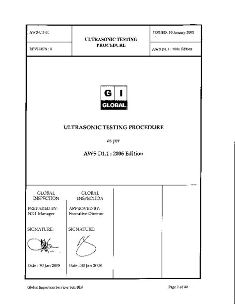 (PDF) ULTRASONIC TESTING PROCEDURE | duvan chacon - Academia.edu