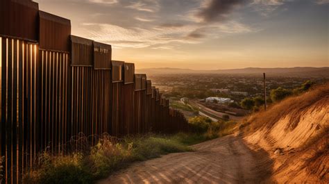 Border Fence And The Mexico At Sunrise Backgrounds | JPG Free Download ...