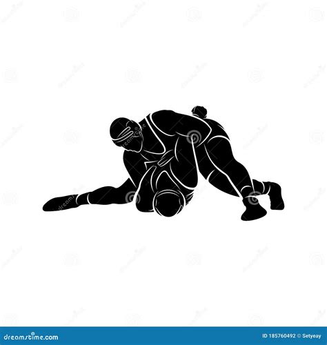 Wrestling Logo Vector Template, Illustration Symbol, Silhouette Design Stock Vector ...