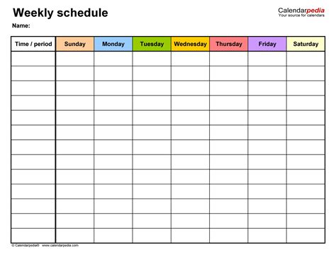 Get Our Image of College Class Schedule Maker Template | Weekly calendar template, Excel ...