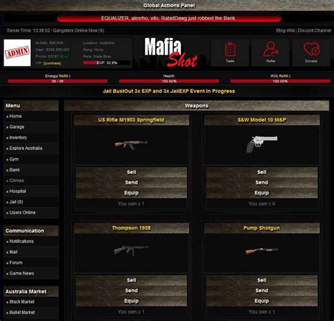 MafiaShot - Free MMORPG Browser Based Text Game