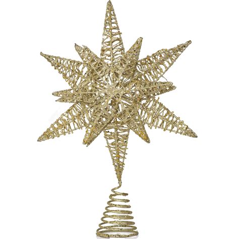 Ornativity Gold Star Tree Topper – Christmas Gold 3D Glitter Star ...