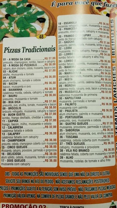 Menu at Pizzaria Buon Gusto, São Paulo, Av. São Miguel