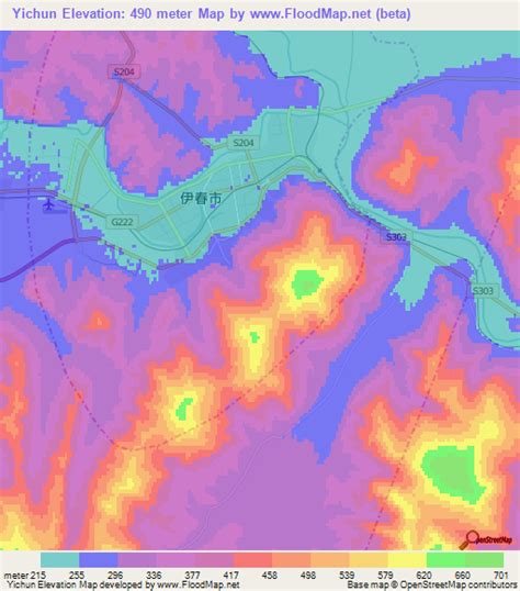 Elevation of Yichun,China Elevation Map, Topography, Contour