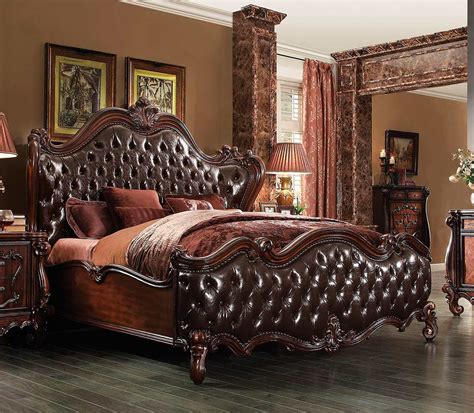 Dark Brown PU Cherry Oak Bed AC Chateau | Traditional Bedroom