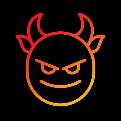 Devil Face Emoji Line Art Stock Illustration - Download Image Now - Anthropomorphic Face ...