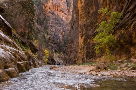 The Virgin river through the Narrows in November [2000x1336][OC]