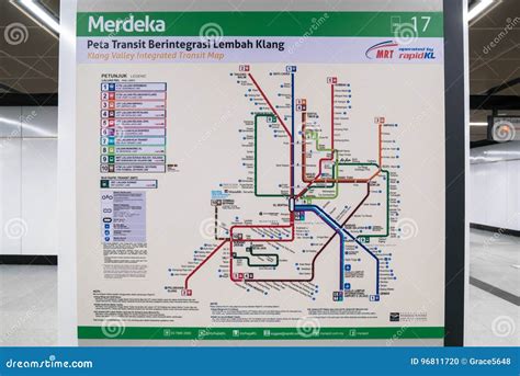 Klang Valley Integrated Transit Map Display at the MRT Station. MRT is the Latest Public ...