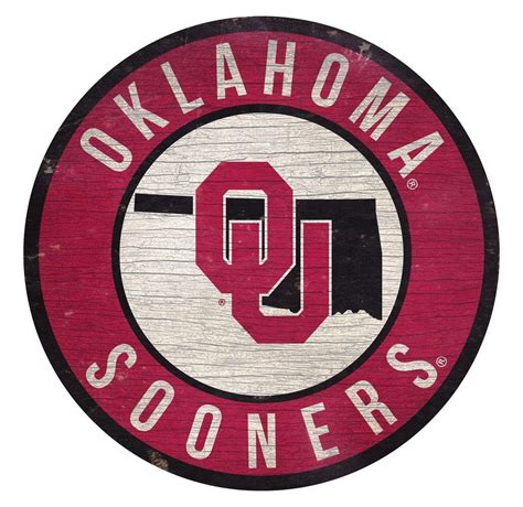 Oklahoma Sooners Sign Wood 12 Inch Round State Design | Oklahoma ...