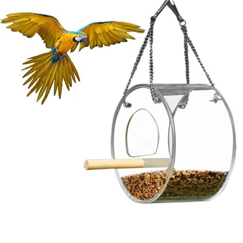 Bird Feeder Hanging Parrot Food Feeder Bird Feed Box Outdoor ...