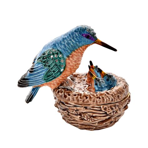 Kingfisher on Nest Box - finest silver gifts, jewellery and tableware