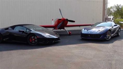 Watch Lamborghini Huracan Evo And Ferrari 812 Race A Stunt Plane