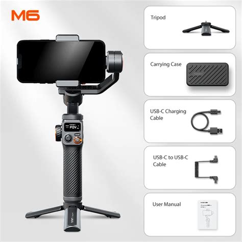 Hohem iSteady M6 Handheld Gimbal Stabilizer Selfie Tripod for Smartphone with AI Magnetic Fill ...