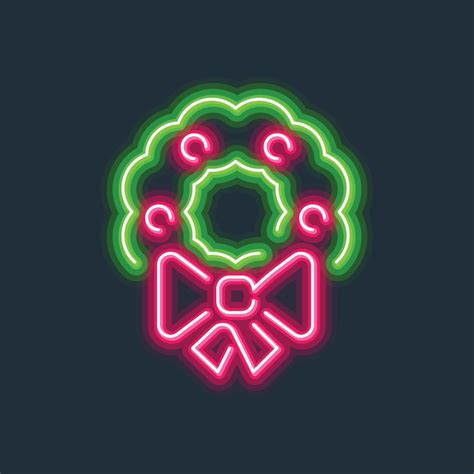 Wreath glowing neon sign hard edge gradient vector illustration ...