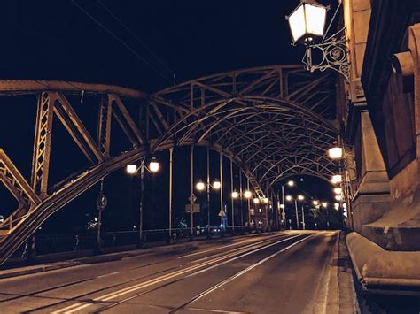 Premium Photo | View of bridge at night