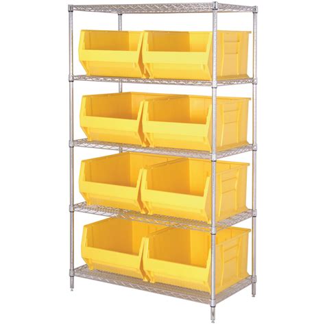 Quantum Storage Hulk Bin Shelving System — 30in.L x 42in.W x 74in.H, 5-Shelf Unit, 8 Bins, Model ...