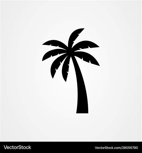 Palm tree silhouette icon simple flat Royalty Free Vector