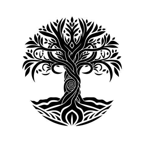 Intricately designed Celtic tree of life symbol in monochrome ...