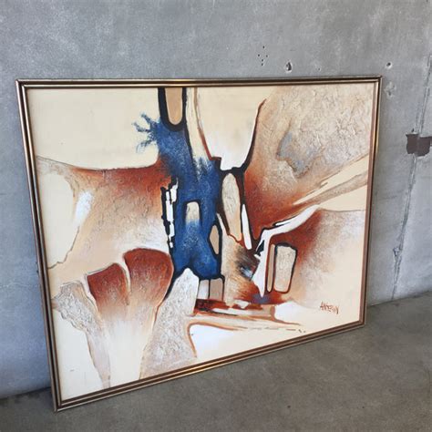 Mid Century Large Framed Signed Anderson Abstract Oil Painting ...