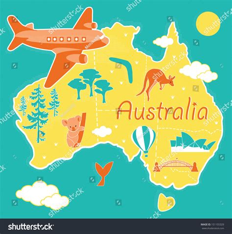 Australia Map Cartoon