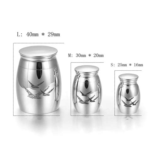 IJU023 Silver Tone Highly Polished Stainless Steel Mini Cremation Urns Seagull Ashes Urn ...