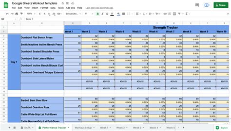 Google Sheets Workout Template [FREE] | GFitness Online