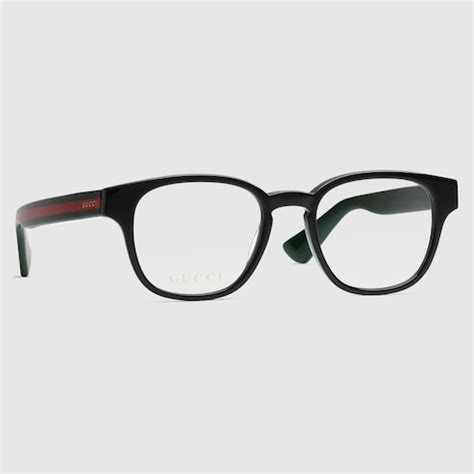 Square optical frame in black/green acetate | GUCCI® ZA