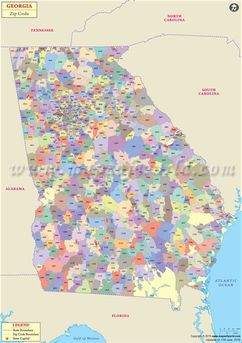 Printable Georgia Zip Code Map