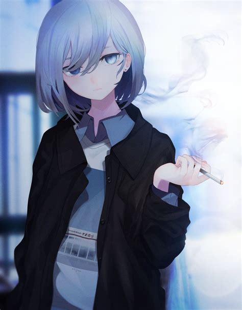 Girl smoking Anime Girl Short Hair, Dark Anime Girl, Cool Anime Girl, Cute Anime Pics, 5 Anime ...