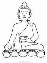 Sitting Buddha Sculpture Coloring Page For Kids  Free Buddhism sketch template